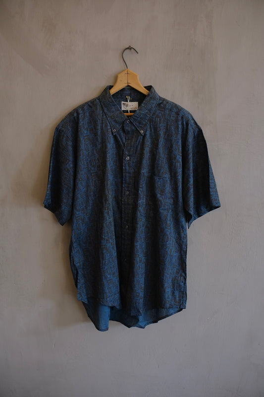 60’s Pattern Printed Town Topic Short Sleeve Button Up